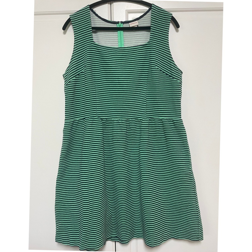 Green blue strip sleeveless‎ dress with pockets Size XL